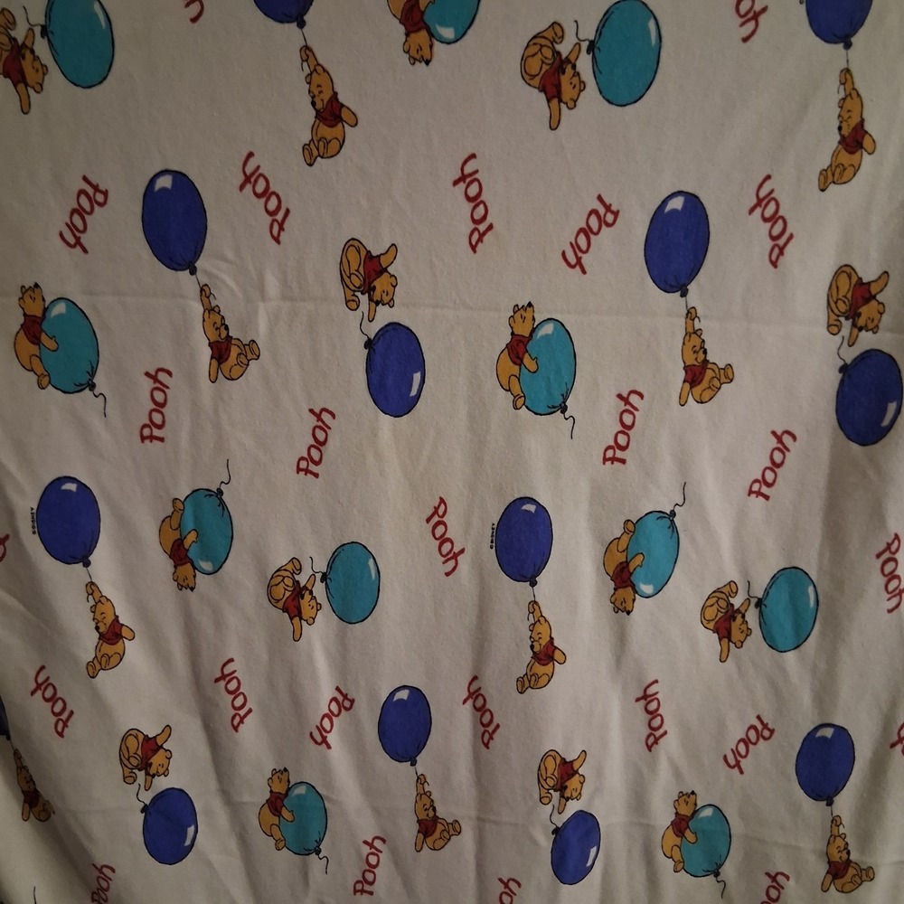 Vtg 90s Y2k Disney‎ Winnie The Pooh Baby Receiving Blanket RARE HTF Balloons AOP